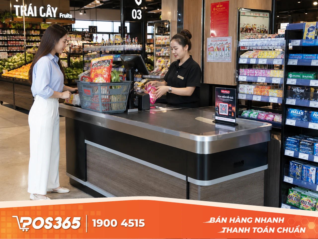 Quầy tính tiền siêu thị tiêu chuẩn 1.5m