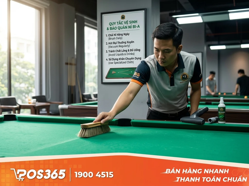 Quy tắc vệ sinh v&agrave; bảo quản vải nỉ (Felt) b&agrave;n bida