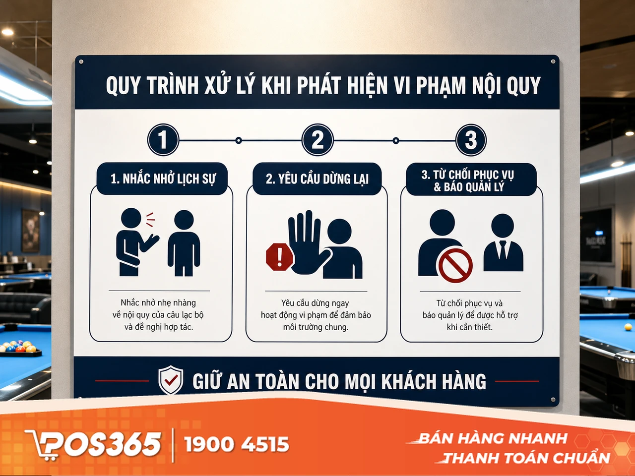 Quy tr&igrave;nh xử l&yacute; kh&eacute;o l&eacute;o khi ph&aacute;t hiện kh&aacute;ch chơi c&aacute; độ bida tại qu&aacute;n
