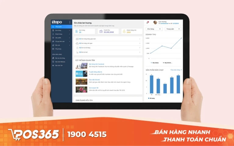 Giao diện phần mềm Sapo trên ipad