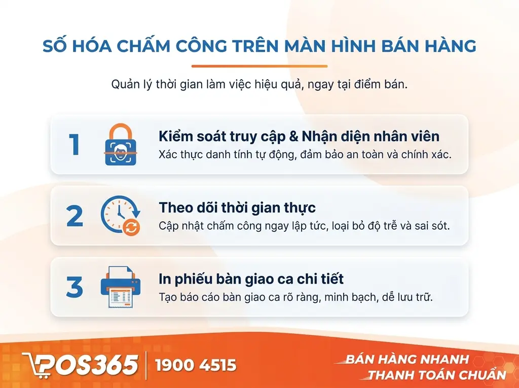 Số hóa quy trình chấm công trực tiếp trên màn hình bán hàng