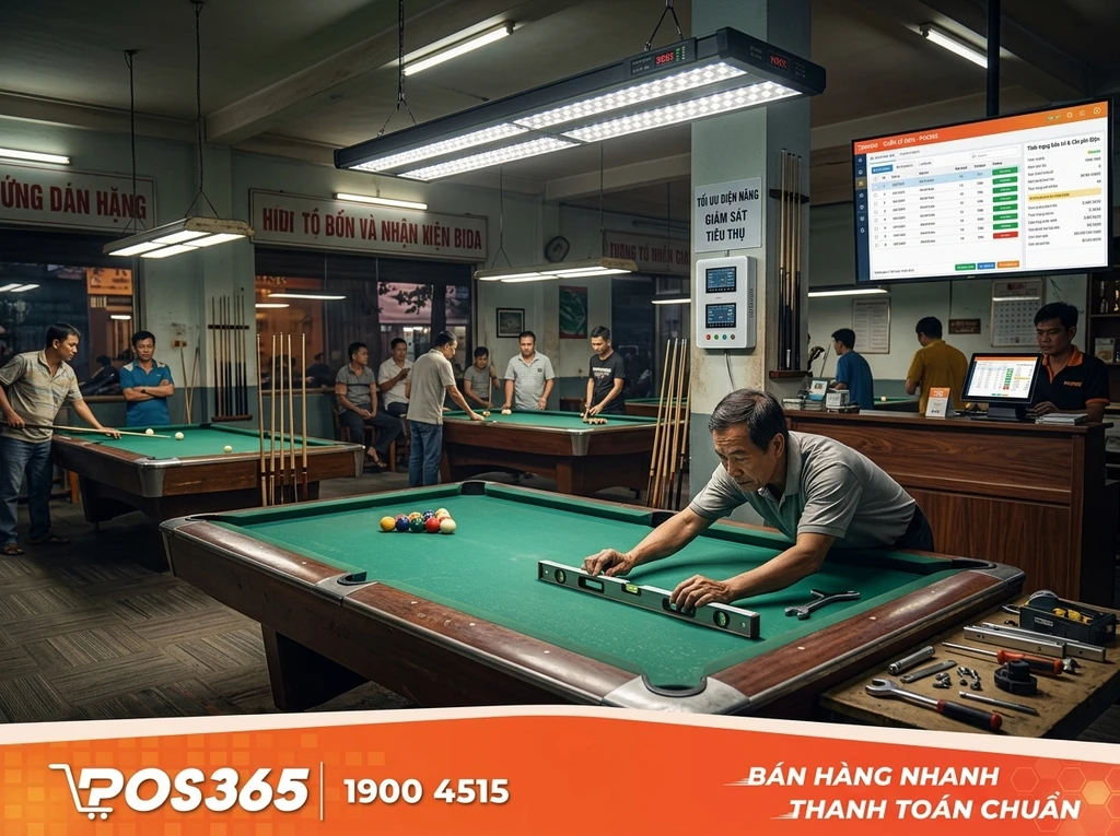 Tại sao bảo tr&igrave; thiết bị v&agrave; tối ưu điện năng quyết định 40% lợi nhuận qu&aacute;n bida?