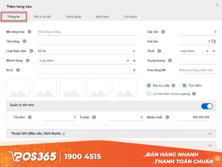 Tạo hàng hóa mới