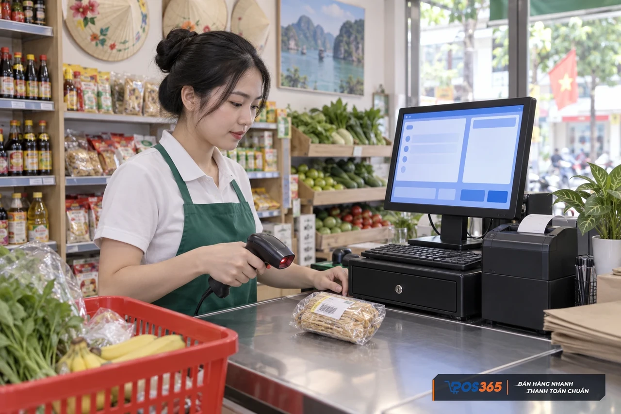 Thanh toán quầy tạp hóa bằng mã vạch