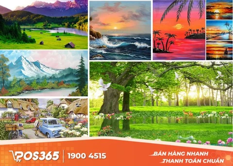 Những bức tranh phong cảnh trang trí quán cà phê