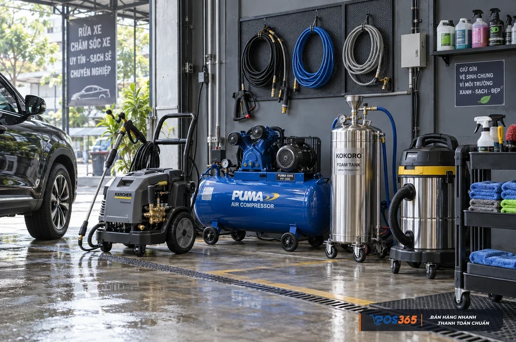 Trang thiết bị cơ bản cho tiệm rửa xe