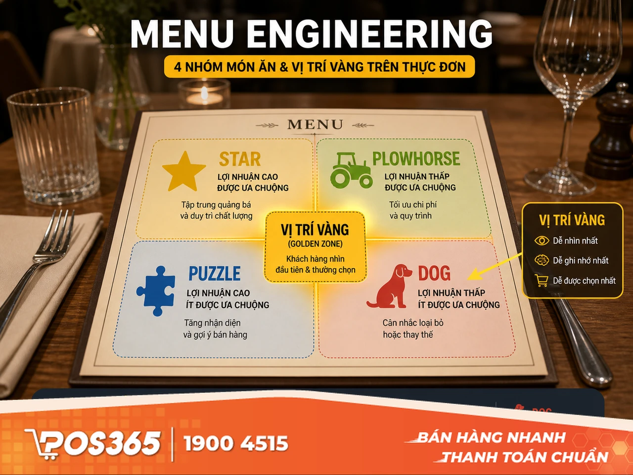 Thiết kế menu làm nổi bật món có lãi cao