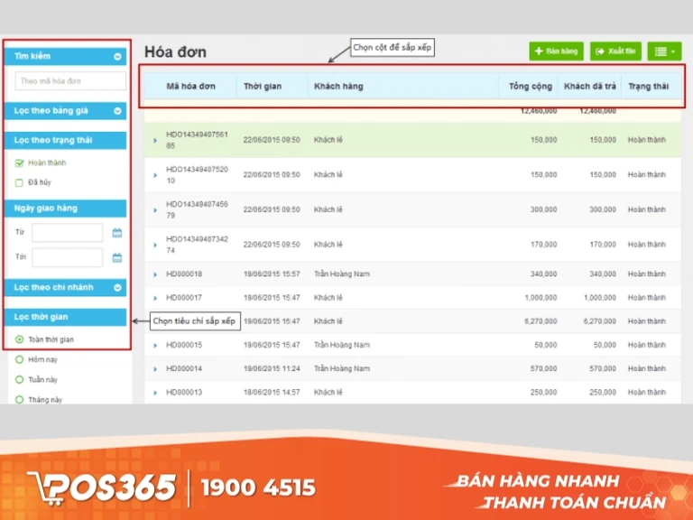 Tìm kiếm và sắp xếp hàng hóa