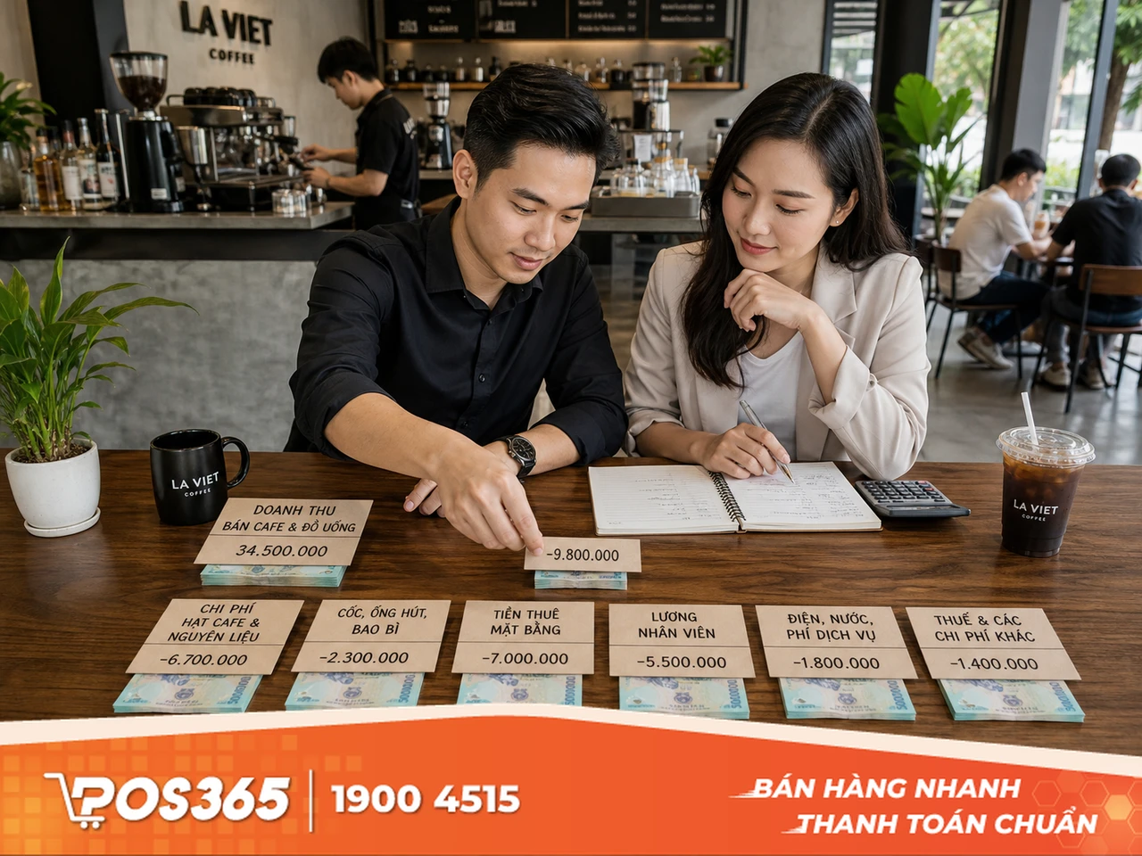 Tính lợi nhuận ròng cho quán cafe
