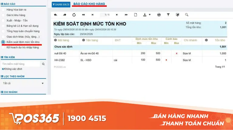 Tính năng cảnh báo tồn kho trên phần mềm gỡ rối cho chủ shop ra sao?