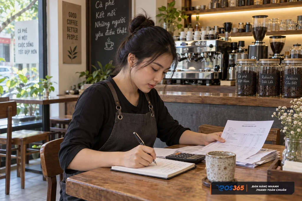 Tính toán chi phí và lãi ròng thực tế quán cafe