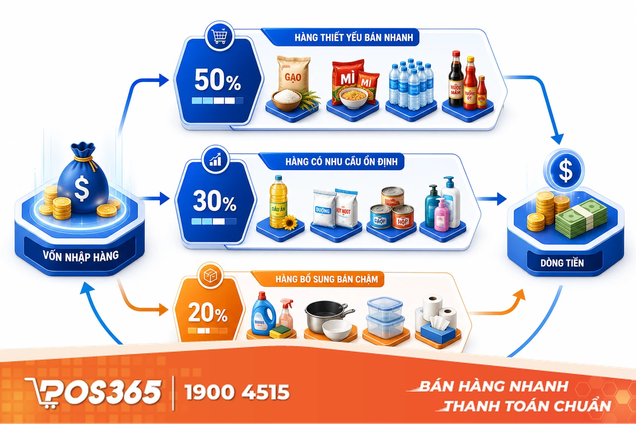Tối ưu vốn nhập hàng theo tỷ lệ thiết yếu