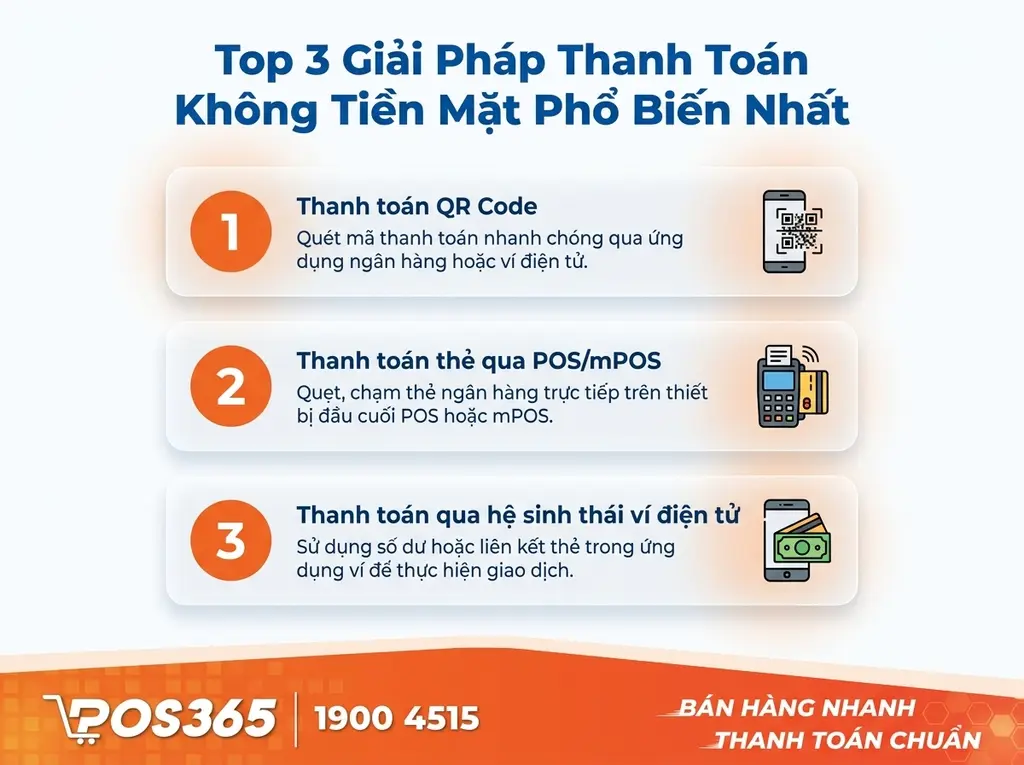 Top 3 giải pháp thanh toán không dùng tiền mặt được ứng dụng nhiều nhất