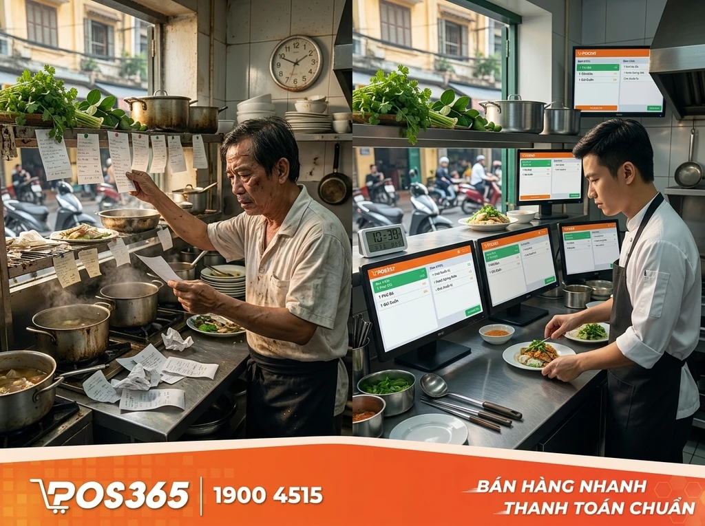 Trải nghiệm thực tế: Tốc độ phục vụ trước v&agrave; sau khi d&ugrave;ng KDS