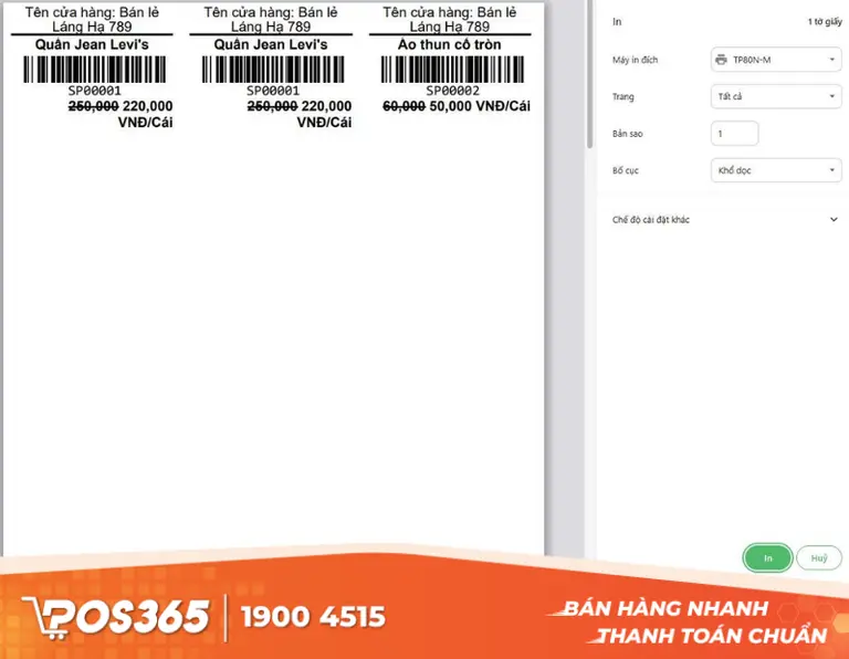Trải nghiệm tự in tem nhãn dễ dàng với phần mềm quản lý POS365