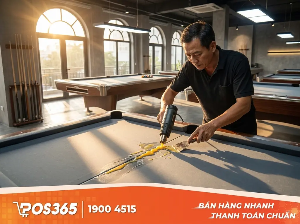 Trám phẳng khe nối mặt đá và phủ lại vải nỉ