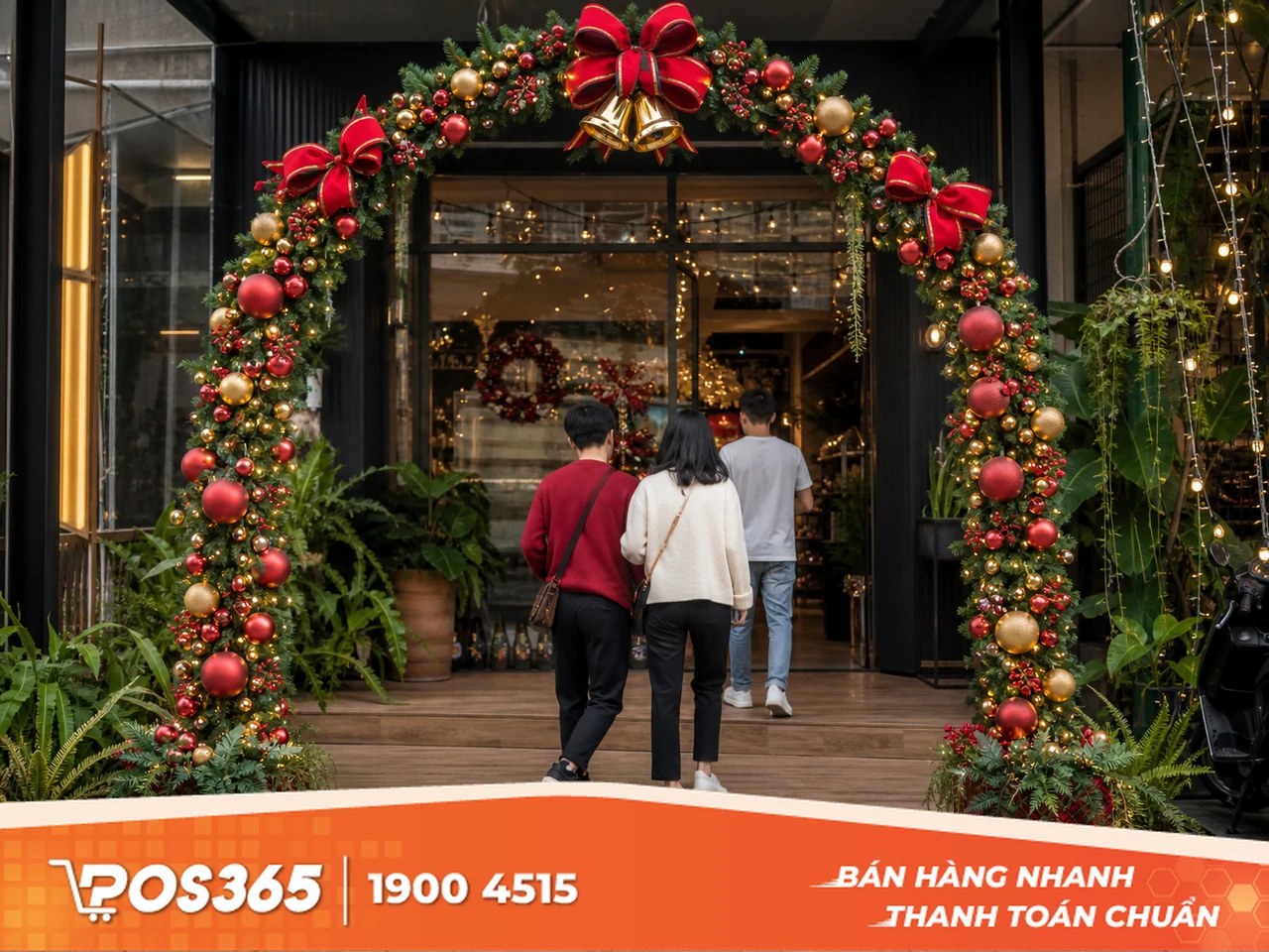 Trang tr&iacute; cổng ch&agrave;o Noel thu h&uacute;t