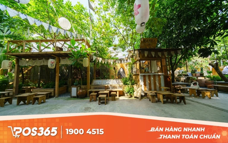Trang trí quán cafe sân vườn bằng cây xanh