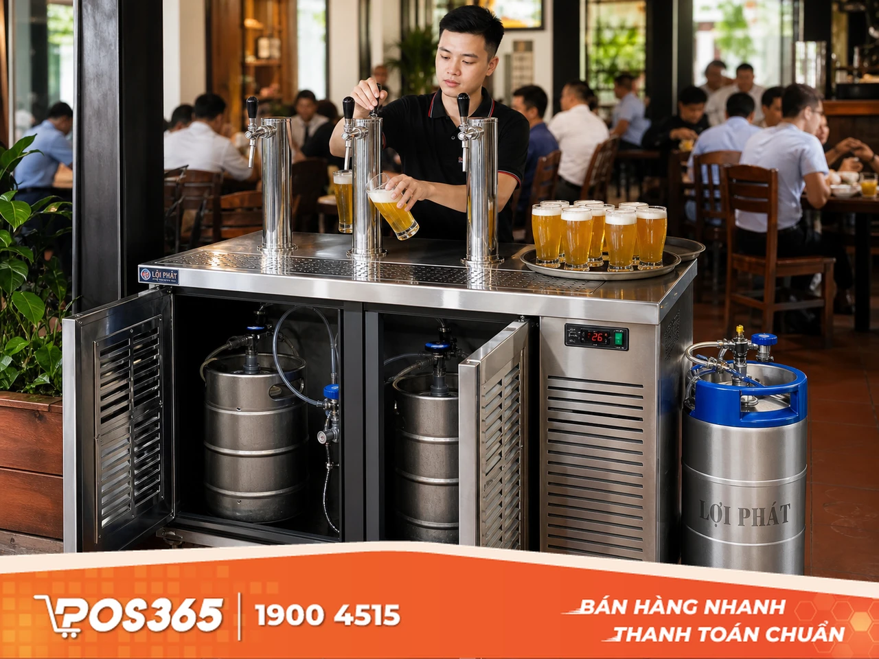 Tủ bia hơi Hà Nội nước máy trên loại 2 bom