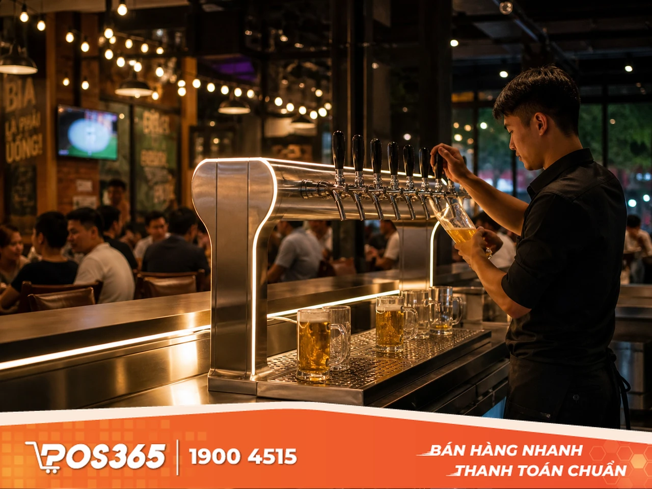 Tủ bia làm lạnh nước bàn rót cao có đèn LED