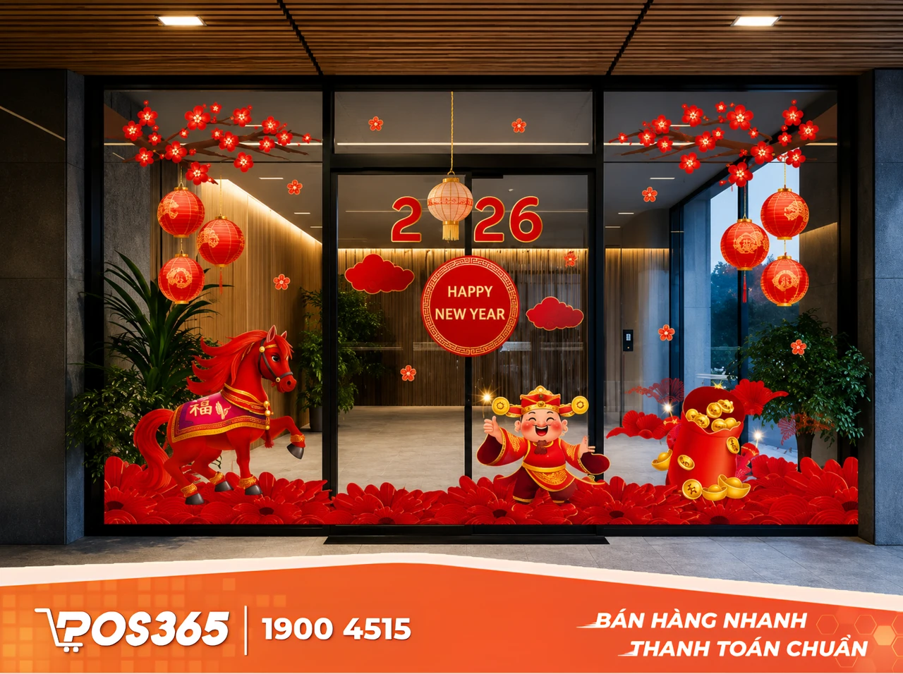 Ứng dụng decal dán kính chủ đề Tết