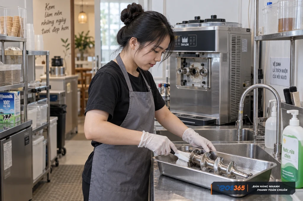 Vệ sinh máy làm kem tươi hằng ngày