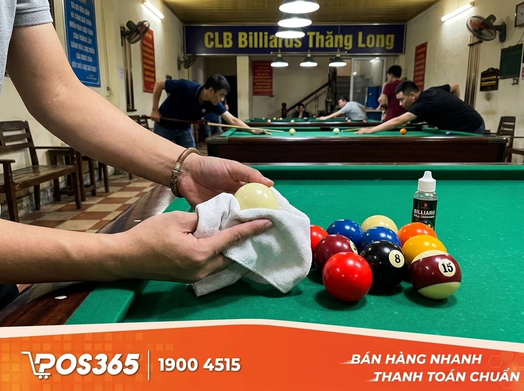 Vệ sinh v&agrave; kiểm so&aacute;t độ b&oacute;ng của bi bida (Billiards Balls)