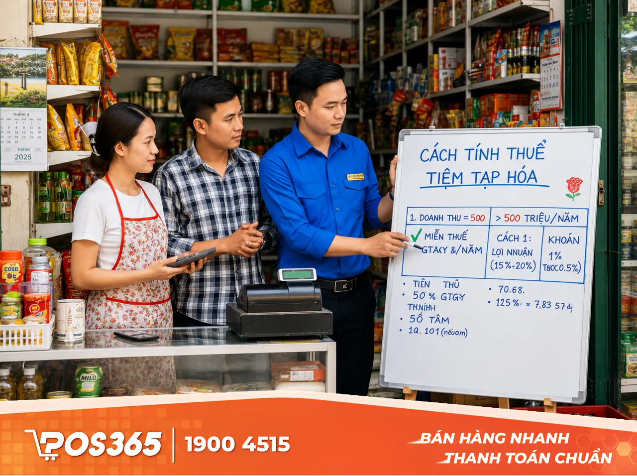 Ví dụ chi tiết cách tính thuế cho cửa hàng tạp hóa & quán cafe