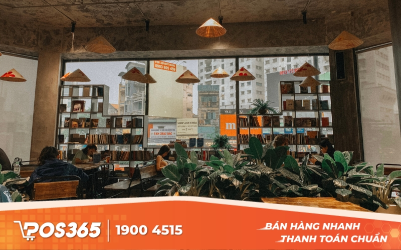 Setup ánh sáng cho quán cafe sách