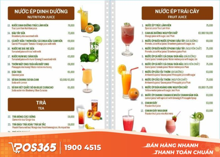Nước ép - sinh tố cho khách hàng không thích cafein