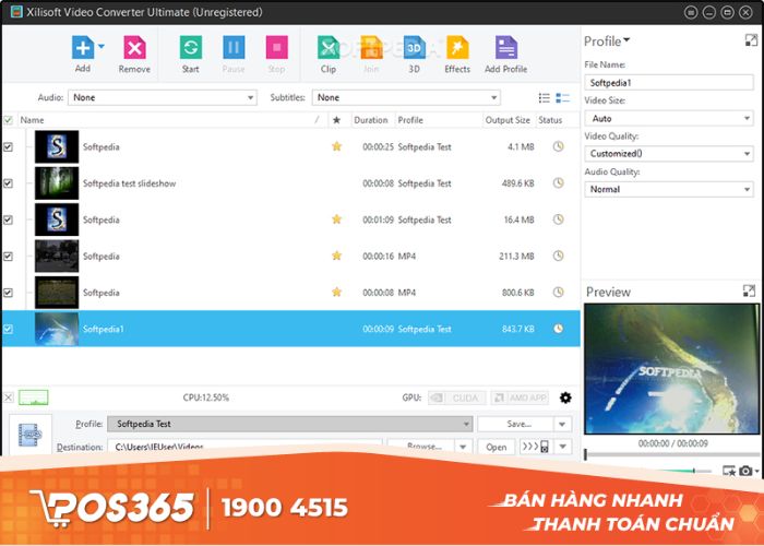Chuyển đổi đa dạng đuôi video và chỉnh sửa cơ bản