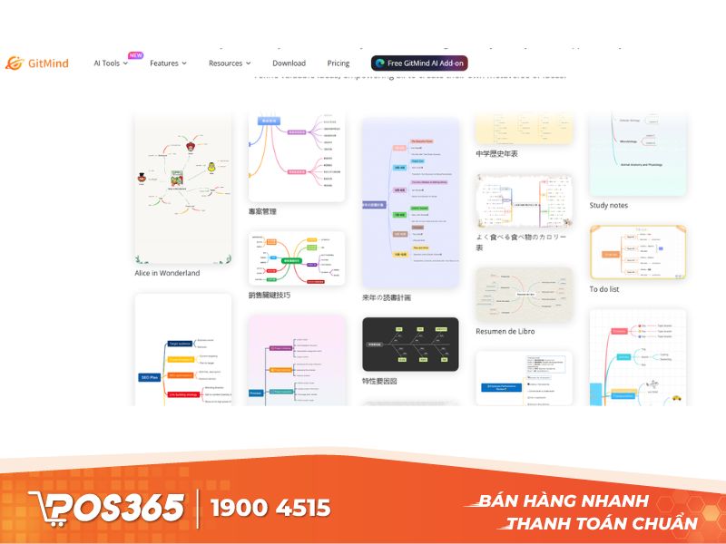 GitMind có kho chủ đề miễn phí đa dạng giúp người dùng dễ lựa chọn hơn