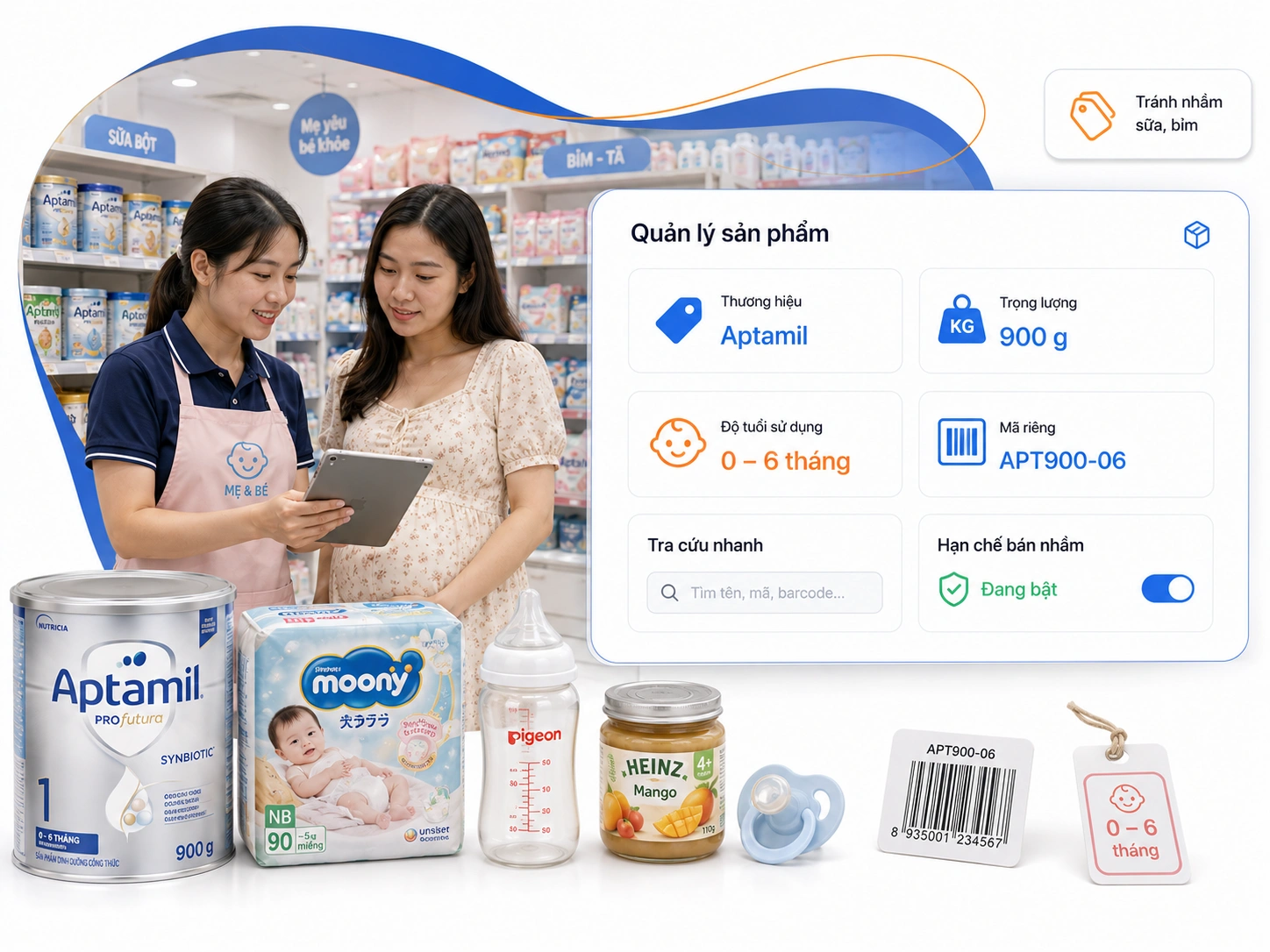 Quản lý sản phẩm mẹ & bé chính xác, tránh bán nhầm