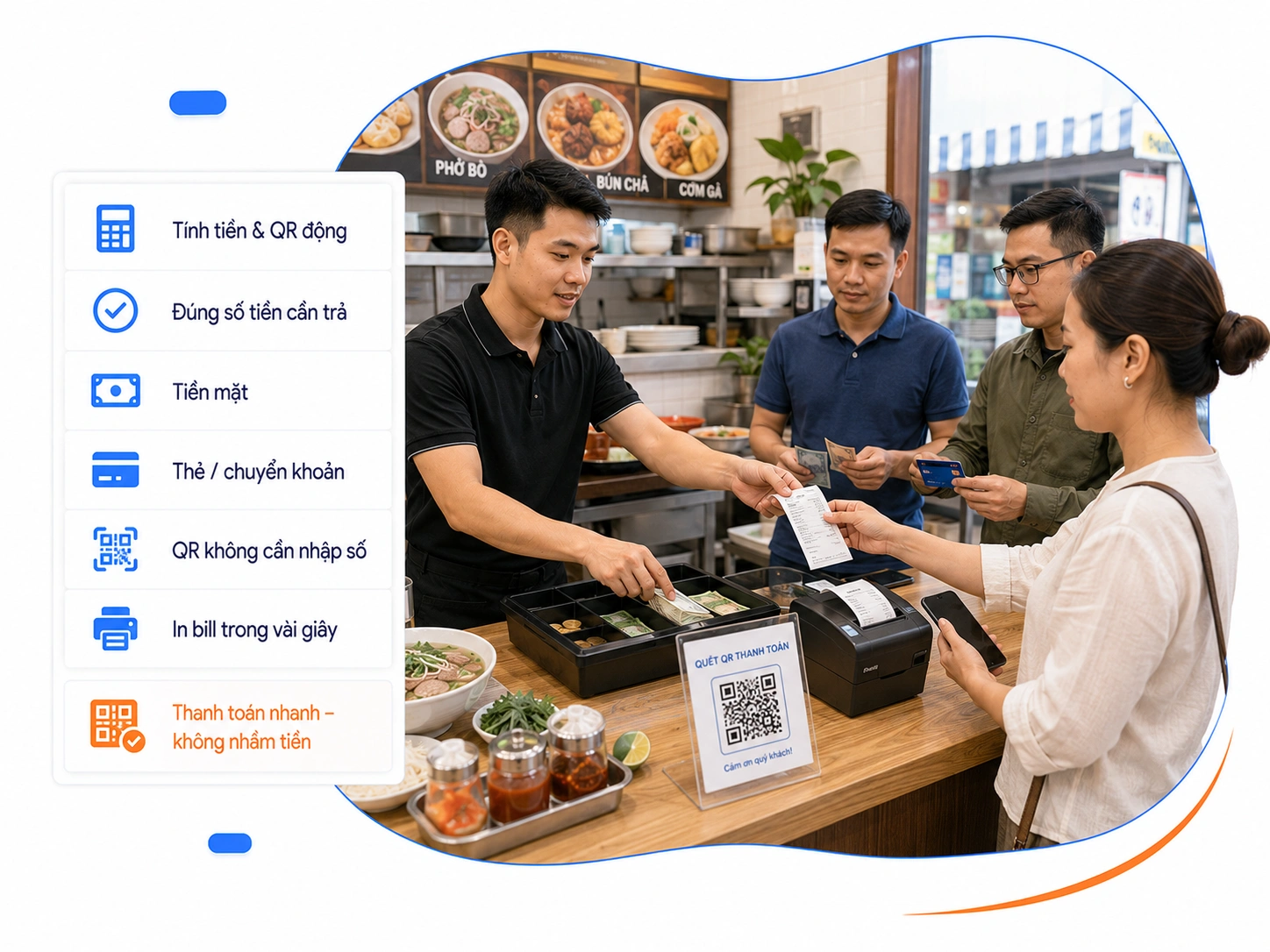 Tính tiền nhanh & QR Code động