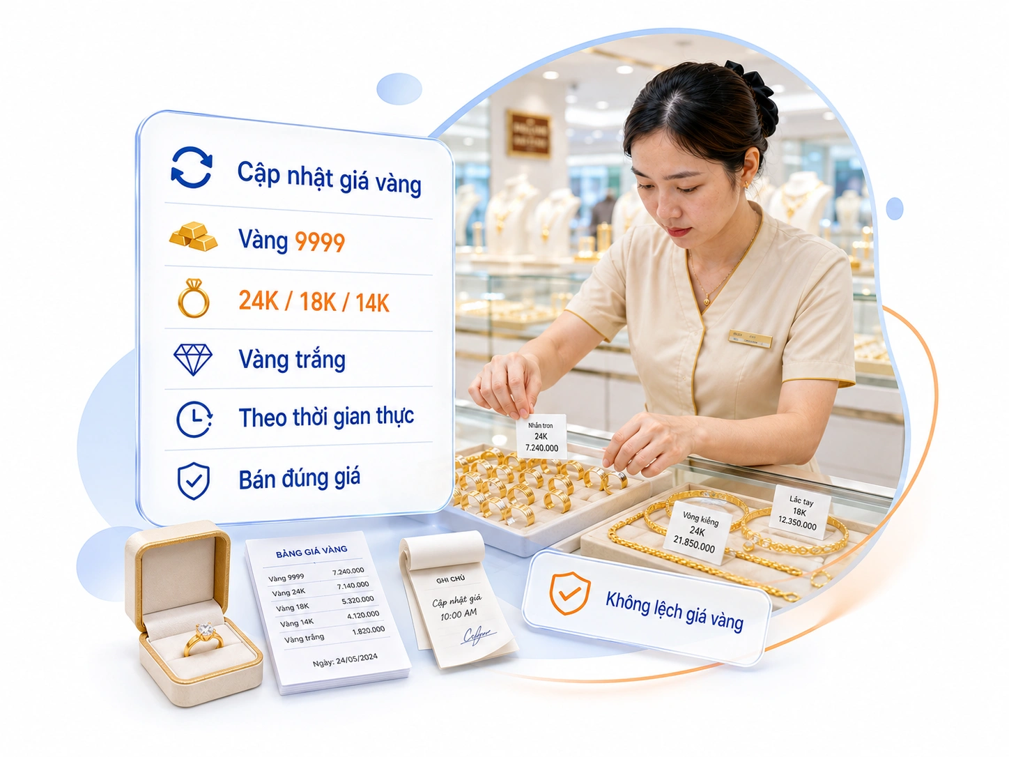 Cập nhật giá vàng tự động, bán đúng giá tại mọi thời điểm