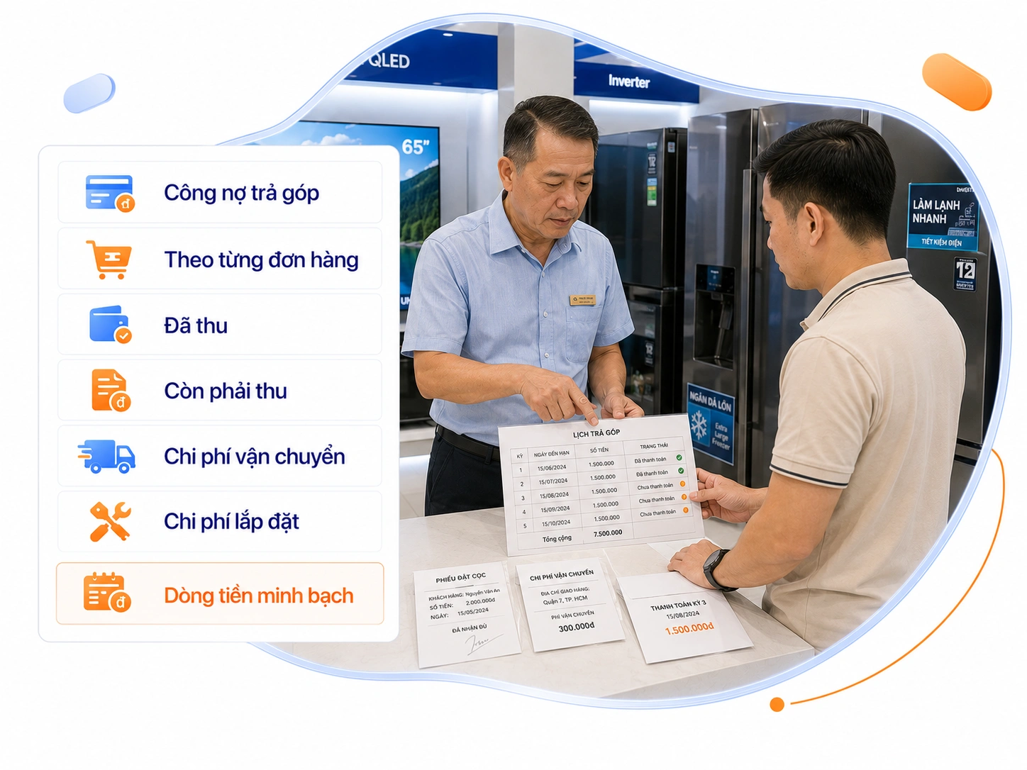 Theo dõi công nợ bán trả góp và chi phí minh bạch