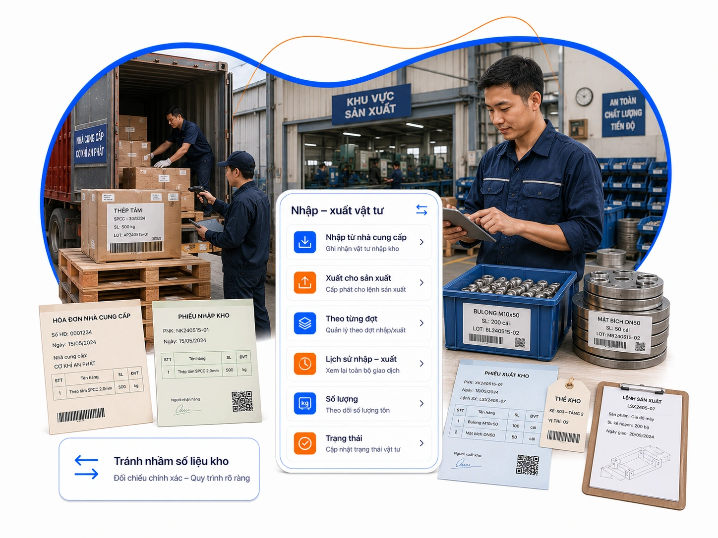 Nhập – xuất nguyên vật liệu cho sản xuất
