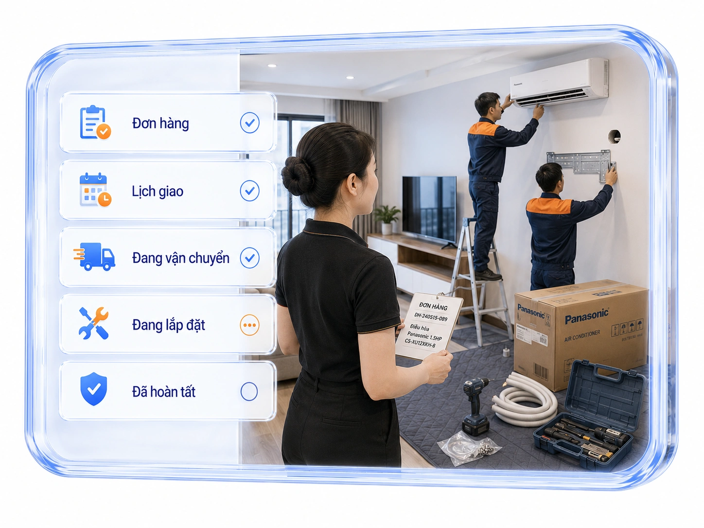 Quản lý đơn hàng, giao hàng và lắp đặt rõ ràng