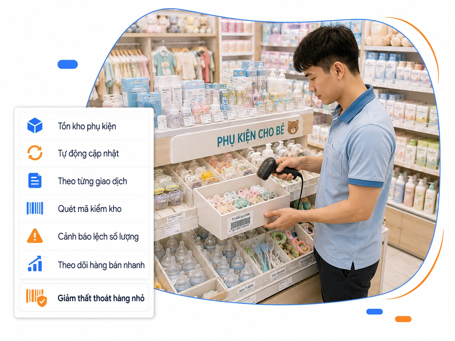 Kiểm soát tồn kho và thất thoát phụ kiện nhỏ lẻ