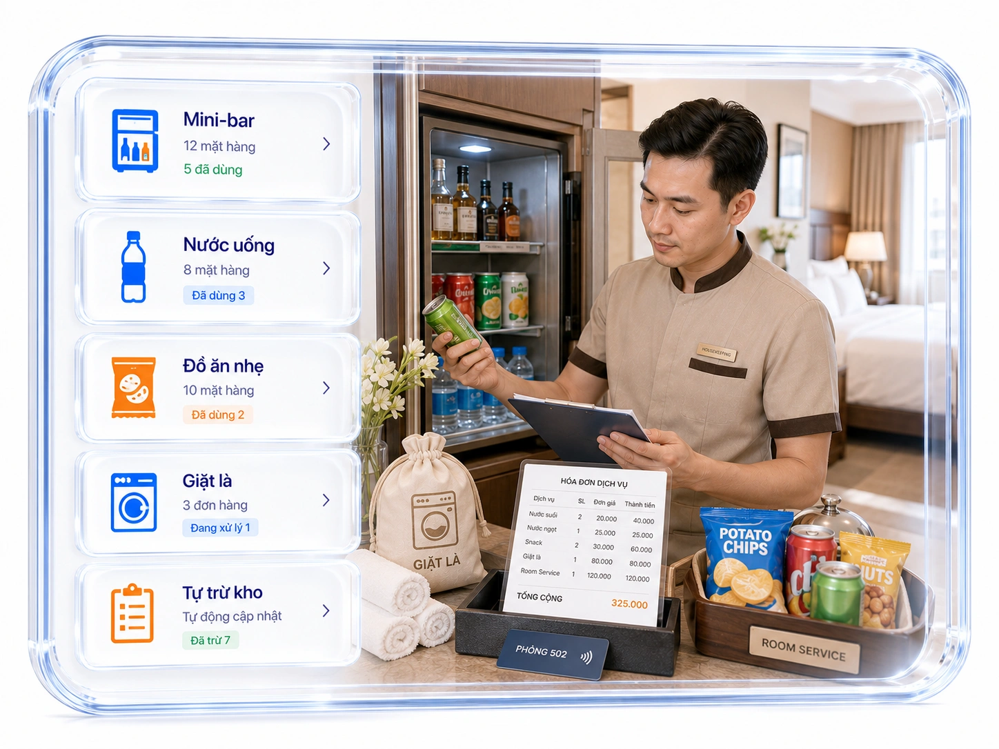 TÍCH HỢP MINI-BAR VÀ DỊCH VỤ ĐI KÈM