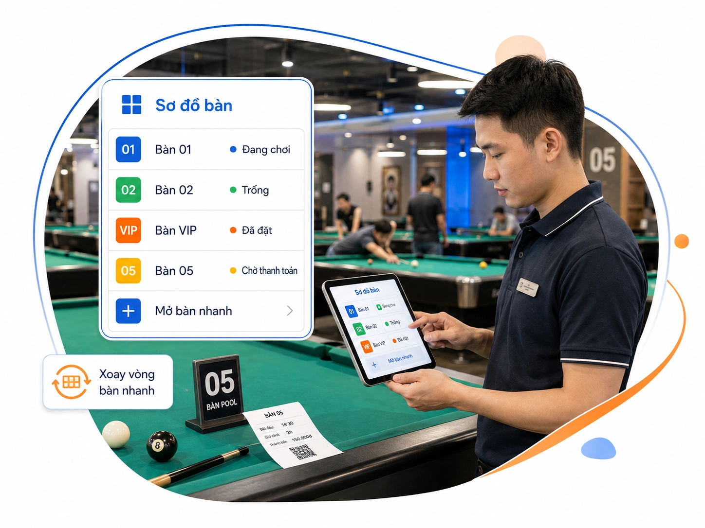Quản lý phòng bàn chi tiết, đơn giản