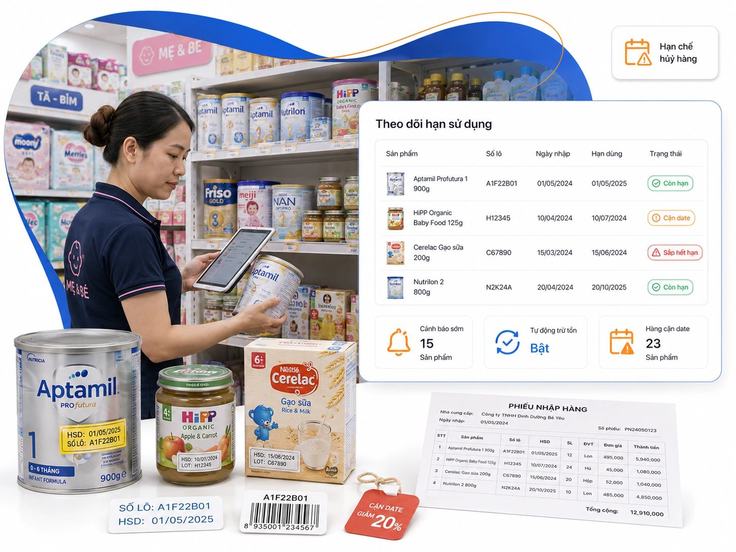 Theo dõi hạn sử dụng theo lô, hạn chế huỷ hàng