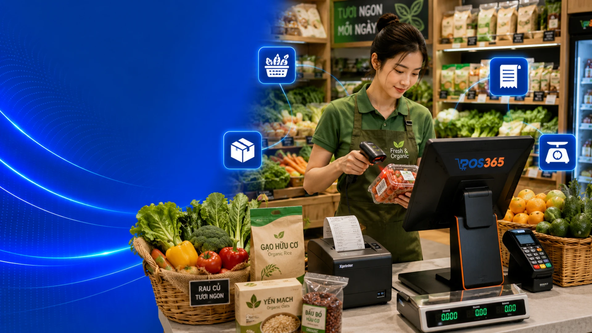 Phần mềm quản lý cửa hàng thực phẩm sạch - Tích hợp cân điện tử