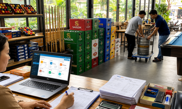 Quản lý công nợ và nhập hàng với nhà cung cấp bia, thiết bị bida