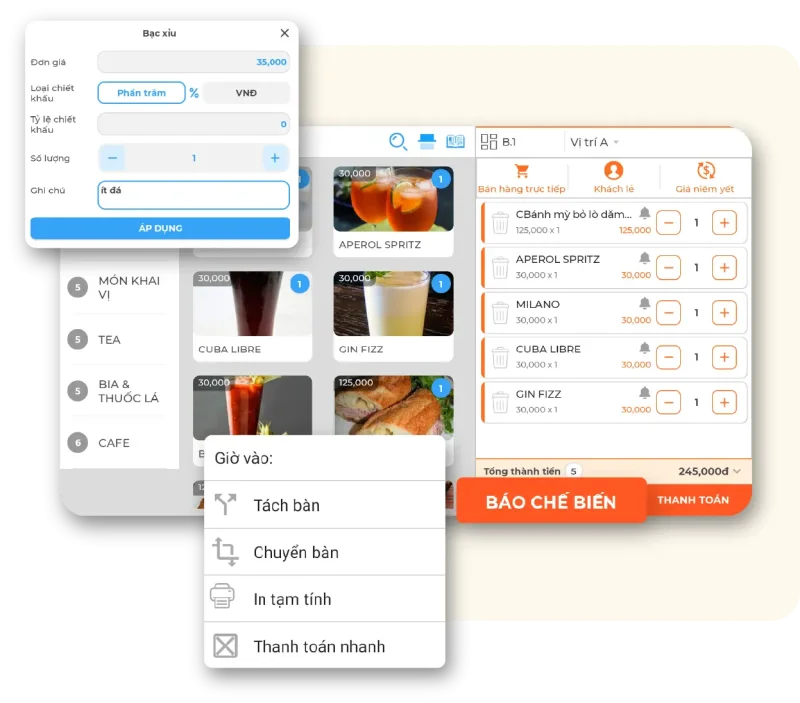 Order và Ghi chú món