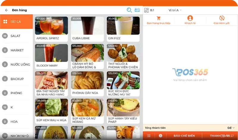 Order trên điện thoại/Máy tính bảng